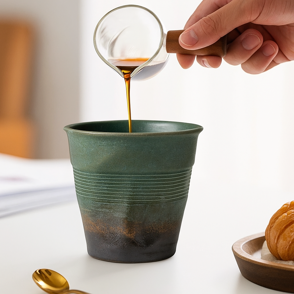 Tasse Latte en Céramique <br/>Émaillée Vert Forêt
